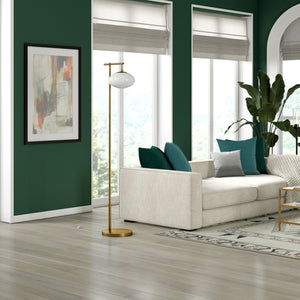 Homeroots 68" Brass Reading Floor Lamp With White Frosted Glass Globe Shade  Metal 523520