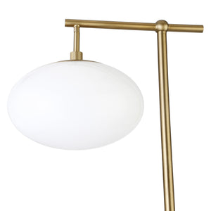 Homeroots 68" Brass Reading Floor Lamp With White Frosted Glass Globe Shade  Metal 523520