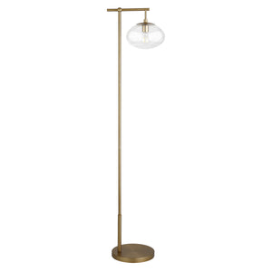 Homeroots 68" Brass Reading Floor Lamp With Clear Seeded Glass Globe Shade  Metal 523523