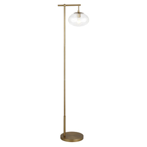 Homeroots 68" Brass Reading Floor Lamp With Clear Seeded Glass Globe Shade  Metal 523523