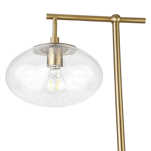 Homeroots 68" Brass Reading Floor Lamp With Clear Seeded Glass Globe Shade  Metal 523523