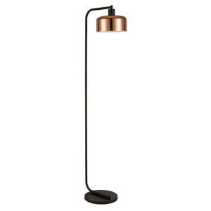Homeroots 57" Black Arched Floor Lamp With Copper Metal Bell Shade  Metal 523537