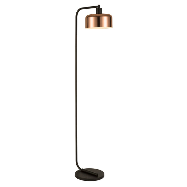 Homeroots 57" Black Arched Floor Lamp With Copper Metal Bell Shade  Metal 523537