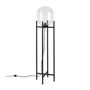 Homeroots 55" Black Novelty Floor Lamp With Clear Transparent Glass Globe Shade  Metal 523549