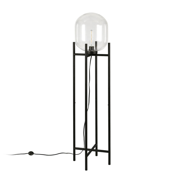 Homeroots 55" Black Novelty Floor Lamp With Clear Transparent Glass Globe Shade  Metal 523549