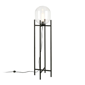 Homeroots 55" Black Novelty Floor Lamp With Clear Transparent Glass Globe Shade  Metal 523549