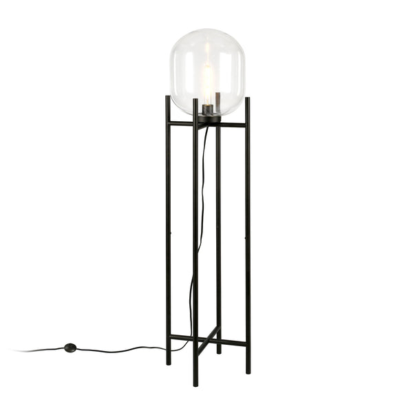 Homeroots 55" Black Novelty Floor Lamp With Clear Transparent Glass Globe Shade  Metal 523549