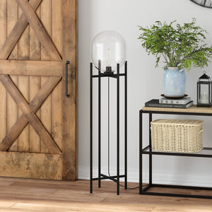 Homeroots 55" Black Novelty Floor Lamp With Clear Transparent Glass Globe Shade  Metal 523549