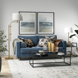 Homeroots 71" Brass Adjustable Floor Lamp With White Fabric Drum Shade  Metal 523552