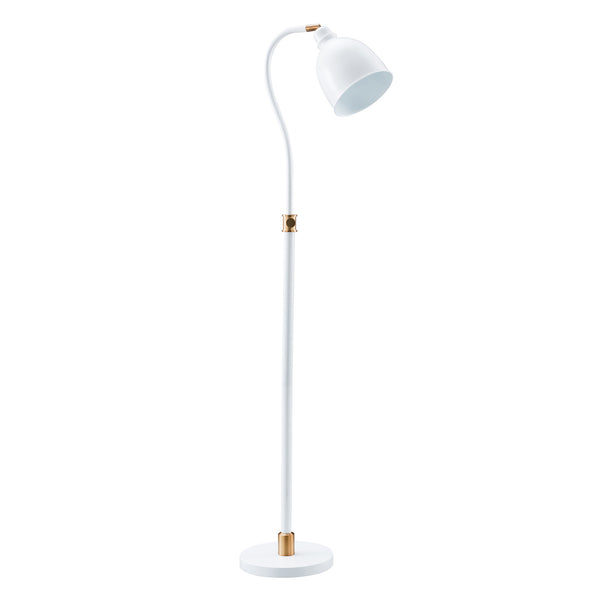 Homeroots 68" Brass Adjustable Reading Floor Lamp With White Frosted Glass Dome Shade  Metal 523562