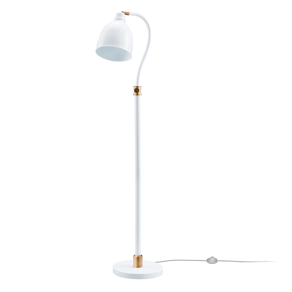 Homeroots 68" Brass Adjustable Reading Floor Lamp With White Frosted Glass Dome Shade  Metal 523562