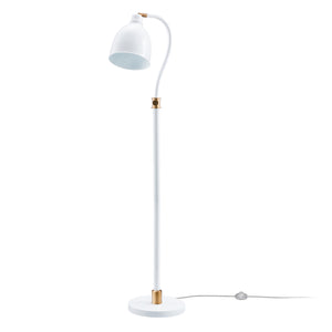 Homeroots 68" Brass Adjustable Reading Floor Lamp With White Frosted Glass Dome Shade  Metal 523562