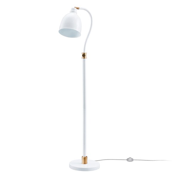 Homeroots 68" Brass Adjustable Reading Floor Lamp With White Frosted Glass Dome Shade  Metal 523562