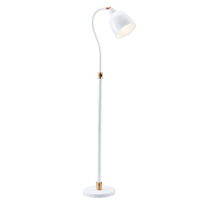 Homeroots 68" Brass Adjustable Reading Floor Lamp With White Frosted Glass Dome Shade  Metal 523562