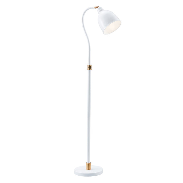 Homeroots 68" Brass Adjustable Reading Floor Lamp With White Frosted Glass Dome Shade  Metal 523562