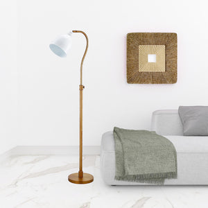 Homeroots 68" Brass Adjustable Reading Floor Lamp With White Frosted Glass Dome Shade  Metal 523563