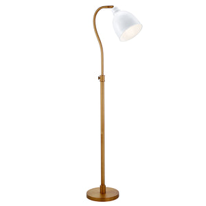 Homeroots 68" Brass Adjustable Reading Floor Lamp With White Frosted Glass Dome Shade  Metal 523563