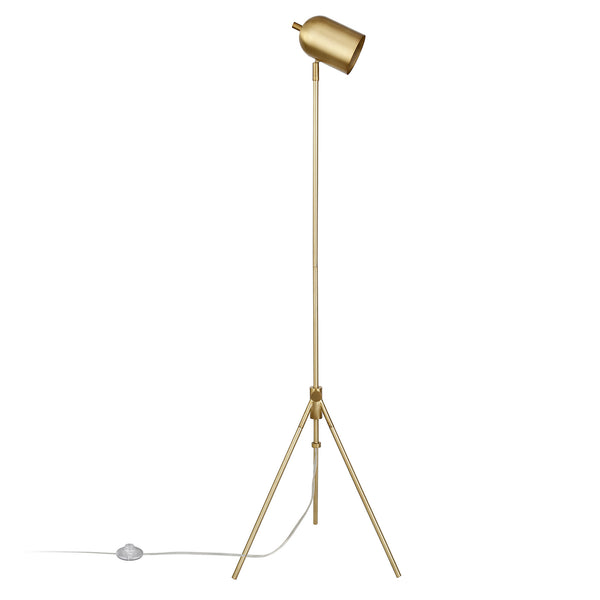 Homeroots 56" Brass Tripod Floor Lamp With Brass Dome Shade  Metal 523566
