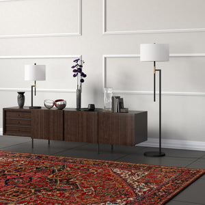 Homeroots 63" Black Traditional Shaped Floor Lamp With White Frosted Glass Drum Shade  Metal 523568