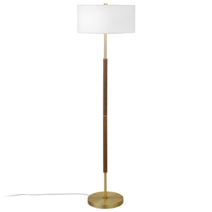 Homeroots 61" Brass Two Light Floor Lamp With White Frosted Glass Drum Shade  Metal 523571