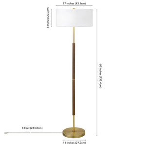 Homeroots 61" Brass Two Light Floor Lamp With White Frosted Glass Drum Shade  Metal 523571