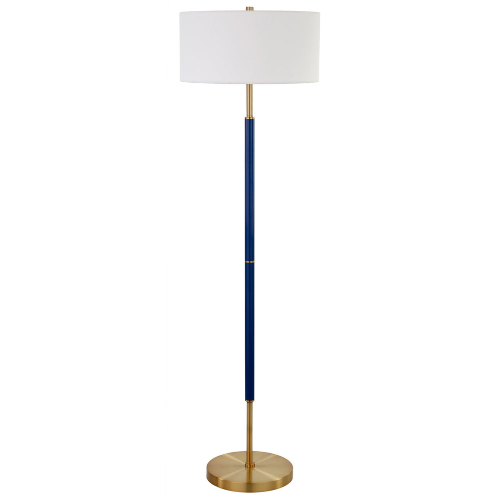 Homeroots 61" Brass Two Light Floor Lamp With White Frosted Glass Drum Shade  Metal 523576