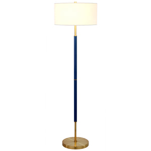 Homeroots 61" Brass Two Light Floor Lamp With White Frosted Glass Drum Shade  Metal 523576