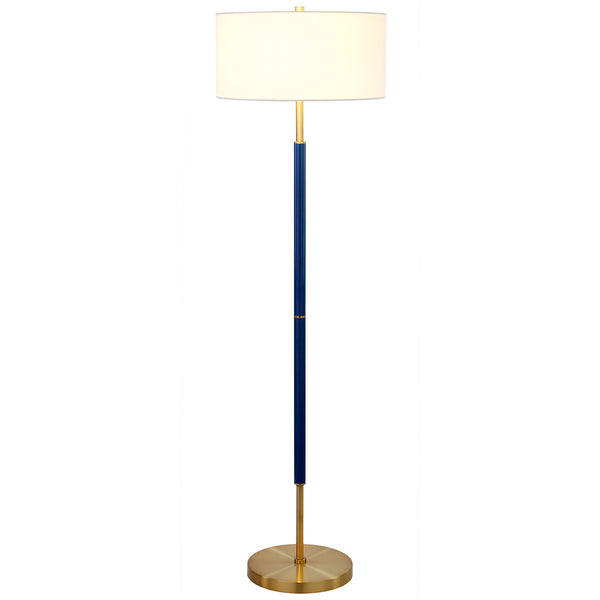 Homeroots 61" Brass Two Light Floor Lamp With White Frosted Glass Drum Shade  Metal 523576