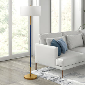 Homeroots 61" Brass Two Light Floor Lamp With White Frosted Glass Drum Shade  Metal 523576