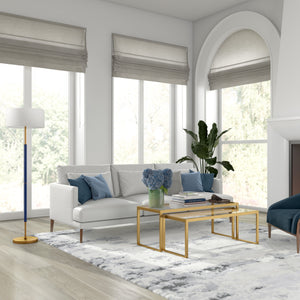 Homeroots 61" Brass Two Light Floor Lamp With White Frosted Glass Drum Shade  Metal 523576