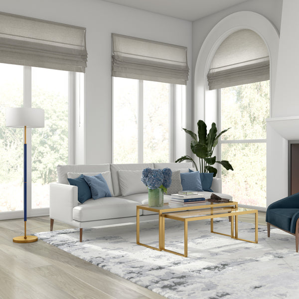 Homeroots 61" Brass Two Light Floor Lamp With White Frosted Glass Drum Shade  Metal 523576