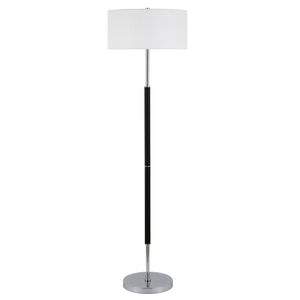 Homeroots 61" Black Two Light Floor Lamp With White Frosted Glass Drum Shade  Metal 523577