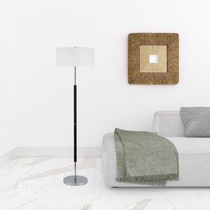 Homeroots 61" Black Two Light Floor Lamp With White Frosted Glass Drum Shade  Metal 523577