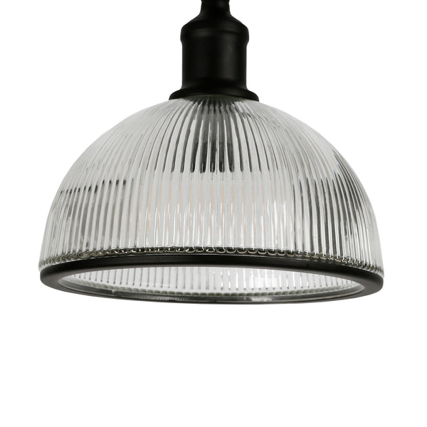 Homeroots 58" Black Swing Arm Floor Lamp With Clear Transparent Glass Dome Shade  Metal 523579