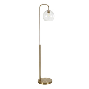 Homeroots 62" Brass Arched Floor Lamp With Clear Transparent Glass Globe Shade  Metal 523588