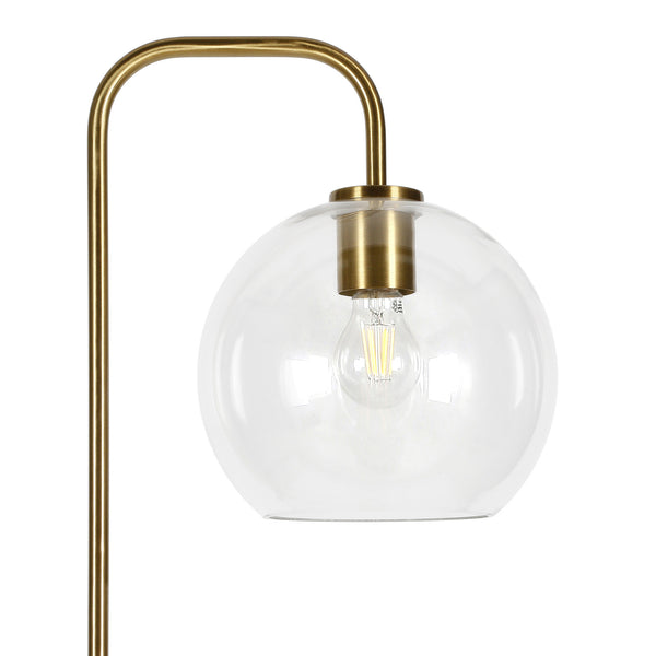 Homeroots 62" Brass Arched Floor Lamp With Clear Transparent Glass Globe Shade  Metal 523588