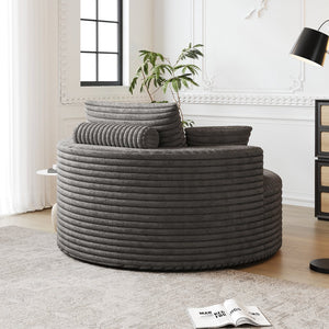 English Elm 50''L Plush Corduroy Sponge Single Sofa Bed with No Assembly, Fluffy Modern Sleeper for Living Areas Grey W834P337418