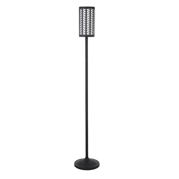 Homeroots 63" Black Torchiere Floor Lamp With Black Drum Shade  Metal 523590