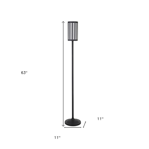 Homeroots 63" Black Torchiere Floor Lamp With Black Drum Shade  Metal 523590