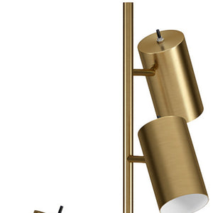 Homeroots 65" Brass Three Light Tree Floor Lamp With Brass Metal Cylinder Shade  Metal 523592