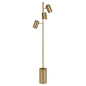 Homeroots 65" Brass Three Light Tree Floor Lamp With Brass Metal Cylinder Shade  Metal 523592
