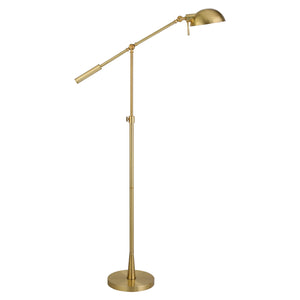 Homeroots 61" Brass Adjustable Swing Arm Floor Lamp With Gold Cone Shade  Metal 523596