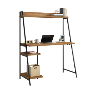 English Elm Desk With Stylish Hutch - Durable Brown Finish, Compact Design & Ample Storage For Modern Workspaces B356P367909