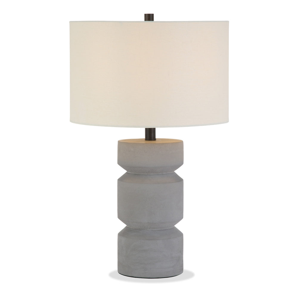 Homeroots 23" Gray Concrete Faceted Column Table Lamp With White Drum Shade   523608