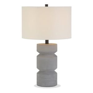 Homeroots 23" Gray Concrete Faceted Column Table Lamp With White Drum Shade   523608