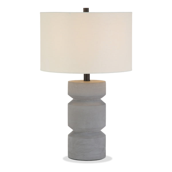 Homeroots 23" Gray Concrete Faceted Column Table Lamp With White Drum Shade   523608