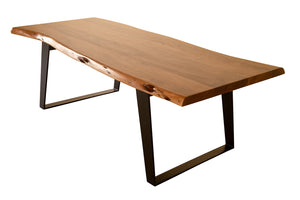 Homeroots 54" Brown And Black Solid Wood And Iron Coffee Table   523613