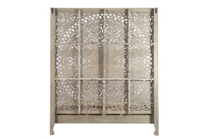 Homeroots Solid Wood Queen Gray Carved Medallion Bed  Wood 523616