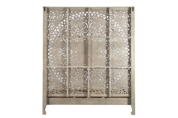 Homeroots Solid Wood Queen Gray Carved Medallion Bed  Wood 523616