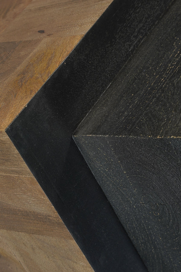 Homeroots 40" Dark Brown And Black Solid Wood Square Coffee Table   523617